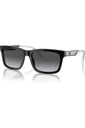 Emporio Armani Tilbehør, unisex, Sort, 57 MM, Polyester, Rektangulære polariserede solbriller grå