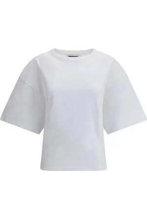 DARKPARK Top, Dame, Hvid, S, Bomuld, Elegant Draperet Bomuld T-shirt