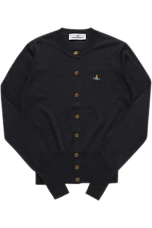 Vivienne Westwood Strik, Dame, Sort, S, Uld, Sort Cropped Cardigan Sweater