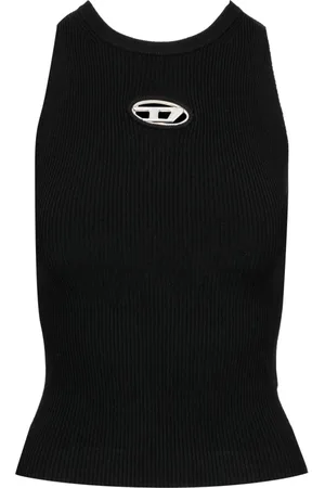 Diesel Top, Dame, Sort, M, Ribbet Crew Neck Tank Top