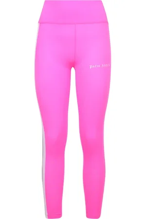 Palm Angels Bukser, Dame, Lyserød, XS, Polyester, Højtaljet side-stripe leggings Fuchsia/Hvid