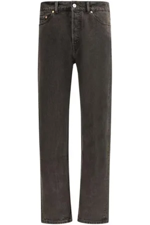OUR LEGACY Jeans, Herre, Sort, W31, Læder, Minimalistiske Straight Fit Jeans med Læder Patch