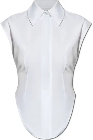 Sportmax Bluser & Skjorter, Dame, Hvid, XS, Bomuld, Ærmeløs skjorte
