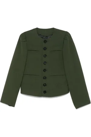 Namacheko Jakke, Dame, Grøn, 2XS, Uld, Grøn Regiment Blazer med Draperede Skuldre