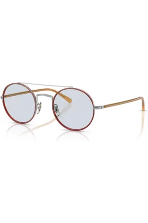 Oliver Peoples Tilbehør, unisex, Grå, S, Rund Pilot Solbriller i Sølv Amber