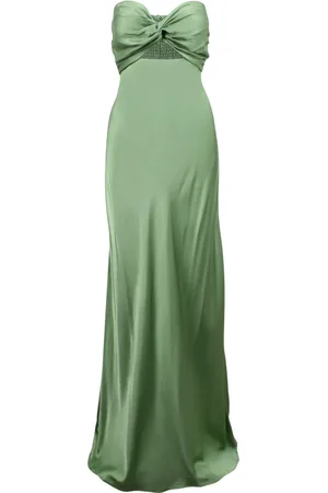 Essentiel Antwerp Kjole, Dame, Grøn, S, Satin, Satin stropløs knude detalje maxi kjole