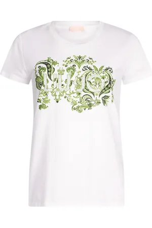 Liu Jo Top, Dame, Hvid, S, Bomuld, Blomstret bomuldst-shirt med rhinsten