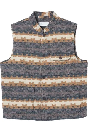 Universal Works Jakke, Herre, Flerfarvet, L, Uld, Battleman Vest i Chokolade Sort