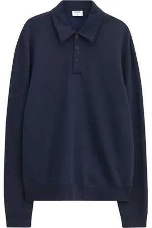 Filippa K Top, Herre, Blå, XL, Bomuld, Marineblå Polo Sweatshirt Ss25 Minimalistisk Elegance