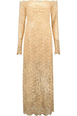 Paco rabanne Kjole, Dame, , S, Uld, Blonde Maxi Kjole Efterår-Vinter Kollektion