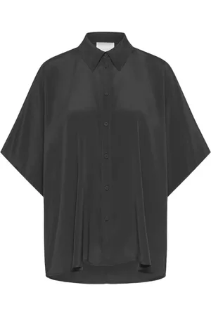 MOMONÍ Bluser & Skjorter, Dame, Sort, 2XS, Silkeblanding sort chemise oversize stil