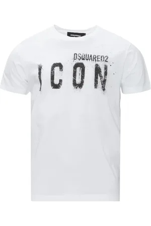 Dsquared2 Top, Herre, Hvid, 2XL, Bomuld, Hvid T-shirt med print, korte ærmer