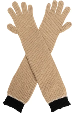 Moschino Tilbehør, Dame, , ONE SIZE, Uld, Ribbed Lange Handsker Logo