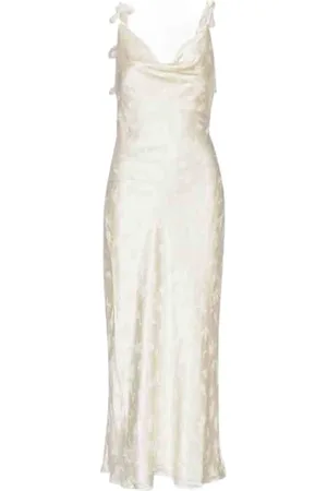 ROTATE Kjole, Dame, , M, Satin, Blomstret Satin Midi Kjole