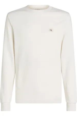 Calvin Klein Top, Herre, Hvid, S, Bomuld, Hvid Bomuld T-shirt Regular Fit Langærmet