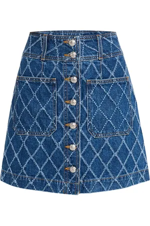VERONICA BEARD Nederdel, Dame, Blå, S, Denim, Diamantprint Denim Mini Nederdel