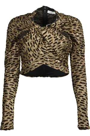 Paco rabanne Top, Dame, Brun, XS, Leopard Print Top Forår-Sommer 2025