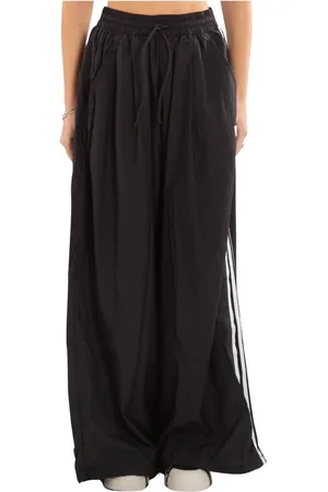 Y-3 Bukser, Dame, Sort, S, Nylon, Sorte nylon løse bukser med 3-striber