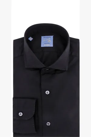 BARBA Skjorte, Herre, Sort, 2XL, Bomuld, Sort bomuldsskjorte med fransk krave