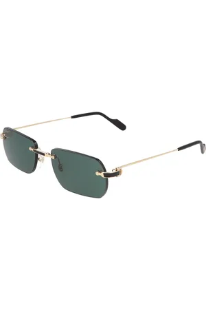 Cartier Tilbehør, unisex, Gul, 55 MM, Rektangulære Metal Solbriller