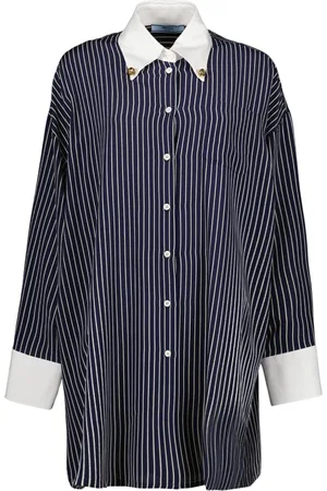 Prada Bluser & Skjorter, Dame, Blå, 2XS, Stribet Oversized Skjorte til Kvinder