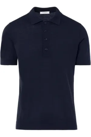 Paolo Pecora Top, Herre, Blå, L, Bomuld, Luksus Silke Bomuld Polo Navy Blå