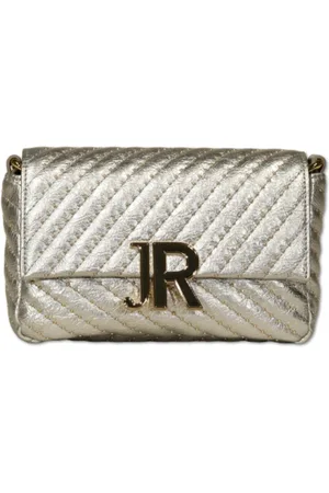 John Richmond Taske, Dame, Grå, ONE SIZE, Uld, Lille Sølv Skuldertaske med Guld Studs