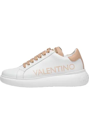 VALENTINO Sko, Dame, Hvid, 38 EU, Uld, Hvide Sneakers med Nitteapplikationer
