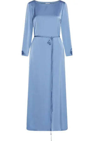 MARELLA Kjole, Dame, Blå, M, Satin, Satin kjole med bælte - Elegant