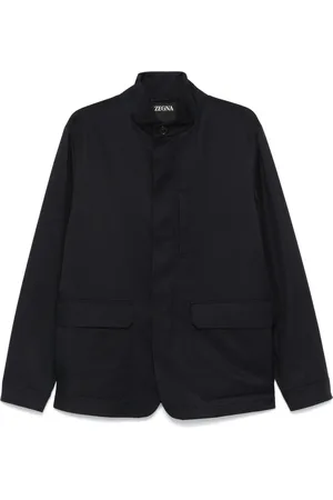 Ermenegildo Zegna Jakke, Herre, Blå, XL, Polyester, Polyester Field Jacket med knaplukning