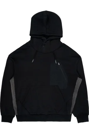 KRAKATAU Sweathshirts & Hoodies, Herre, Sort, L, Bomuld, Zip Hoodie med buede ærmer