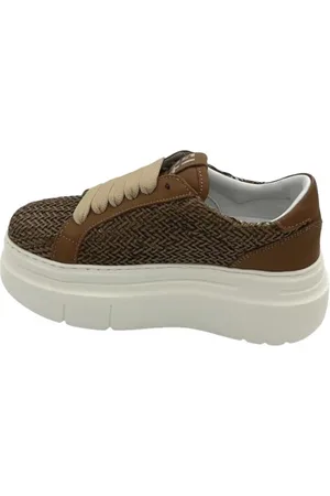 Gio+ Sko, Dame, Brun, 41 EU, Læder, Dove Grey Flettet Læder Sneakers