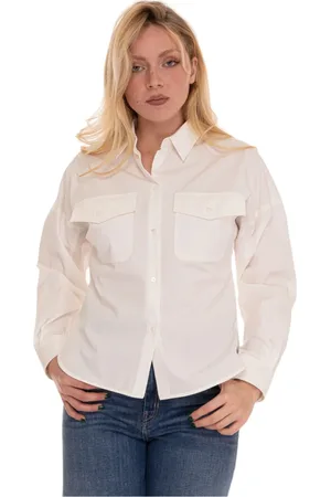 Max Mara Bluser & Skjorter, Dame, Hvid, XS, Bomuld, Bomuldsskjorte med lommer og slidser