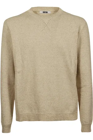 Mauro Grifoni Strik, Herre, Brun, L, Hvid Crewneck T-shirt