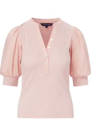VERONICA BEARD Bluser & Skjorter, Dame, Lyserød, XS, Bomuld, Lyserød Puffærme Henley Top