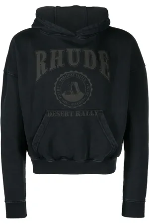 Rhude Sweathshirts & Hoodies, Herre, Sort, L, Bomuld, Sort Hættetrøje med Logo Print