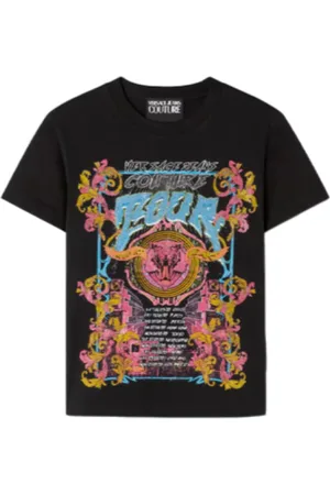 VERSACE Top, Herre, Sort, L, Bomuld, Band Tour Grafisk T-shirt med Krystaller