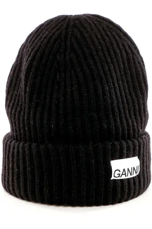 Ganni Tilbehør, Herre, Sort, ONE SIZE, Uld, Varm Uldblanding Beanie Hat