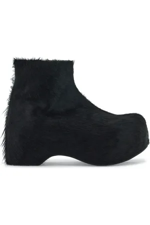 Marni Sko, Dame, Sort, 36 EU, Læder, Furry Chunky Heel Ankelstøvler
