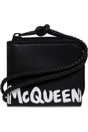 Alexander McQueen Tilbehør, Herre, Sort, ONE SIZE, Læder, Sort Graffiti Logo Pung Læder Italien