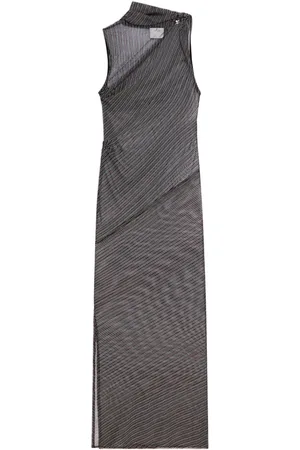 Courrèges Kjole, Dame, Sort, S, Sort Diagonal Stribe Ærmeløs Kjole