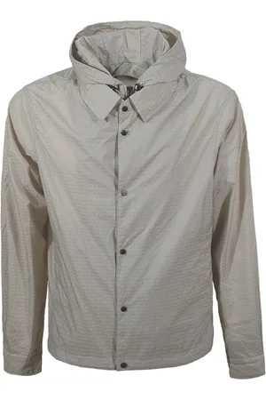 Emporio Armani Jakke, Herre, Grå, L, Tyl, Grå Logo Motif Frakke med Aftagelig Bib