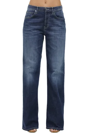 Dondup Jeans, Dame, Blå, W29, Denim, Wide Leg Denim Stretch Jeans