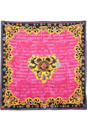 VERSACE Tilbehør, Dame, Flerfarvet, ONE SIZE, Satin, Barok Print Silketørklæde