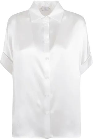 ELEVENTY Bluser & Skjorter, Dame, Hvid, S, Silke Hvid Skjorte Produceret i Italien