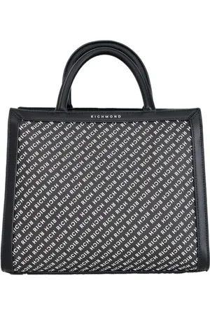 John Richmond Taske, Dame, Sort, ONE SIZE, Uld, Sort håndtaske med print over det hele