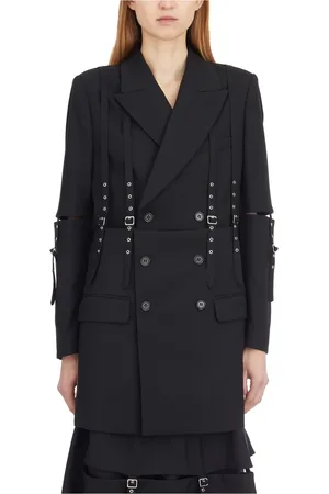 Comme des Garçons Jakke, Dame, Sort, M, Uld, Uldjakke med skulderudskæringer