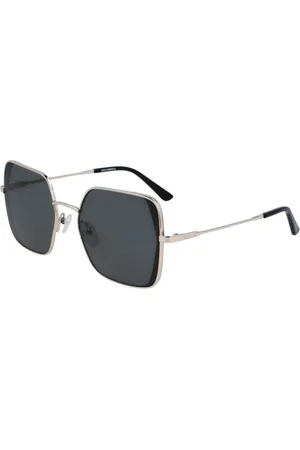 Karl Lagerfeld Tilbehør, Dame, Gul, 64 MM, Gyldne metal solbriller til kvinder