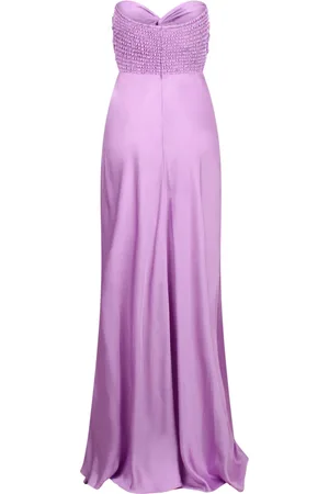 Essentiel Antwerp Kjole, Dame, Lilla, L, Satin, Satin stropløs knude detalje maxi kjole