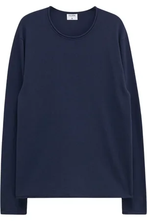 Filippa K Strik, Herre, Blå, M, Uld, Navy Merino Wool Sweater Rullet kant